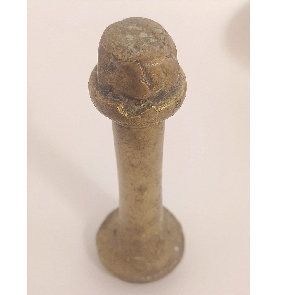 Vintage Heavy Brass Mortar & Pestle 19th Century Apothecary Grinder Antique MCM - Picture 11 of 16